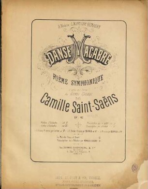 Danse macabre : poëme symphonique d'après une poème de Henri Cazalis ; op. 40