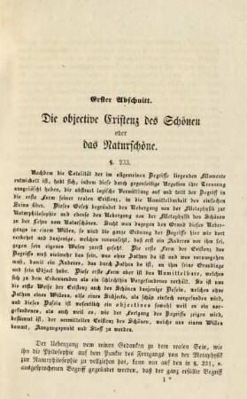 Erster Abschnitt. Die objective Existenz des Schönen oder das Naturschöne