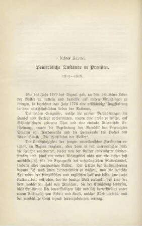 Achtes Kapitel. Gewerbliche Zustände in Preußen. 1815-1818