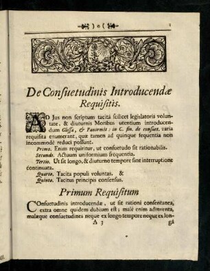 1-19, De Consuetudinis Introducendae Requisitis.