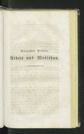 Vierzehnte Predigt. Arbeit und Wohlthun.