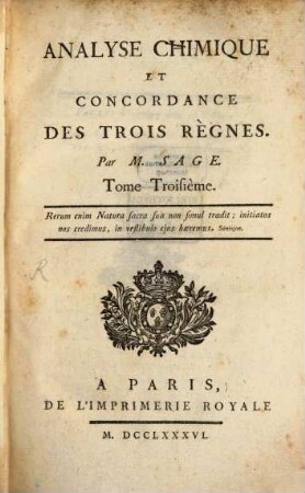 Analyse Chimique Et Concordance Des Trois Règnes, 3