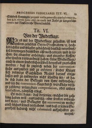 Tit. VI. Von der Wiederklage.