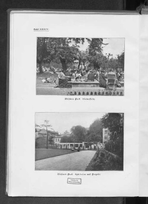 Wehbers Park. Kinderstube. / Wehbers Park. Spielrasen und Pergola.