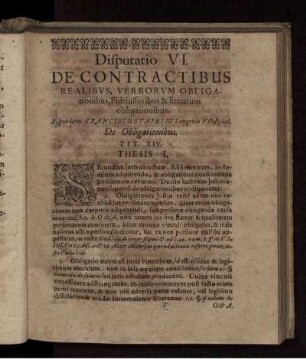 De Contractibus Realibus, Verborum Obligationibus, Fideiussoribus & literarum obligationibus