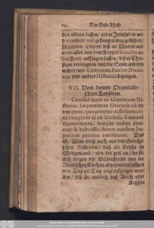 VII. Von denen Orientalischen Keyseren.