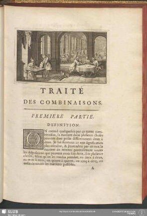 Traité Des Combinaisons. Premiere Partie