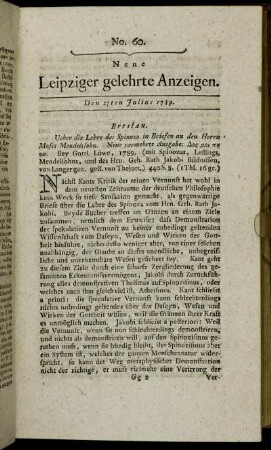 No. 60. Den 27ten Julius 1789.
