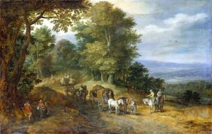 Belebter Fahrweg auf waldiger Höhe