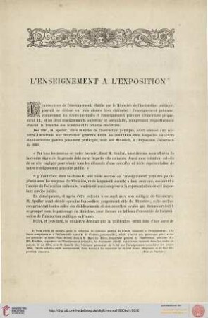 L'Enseignement à l'Exposition