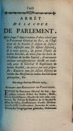 Arrest De La Cour De Parlement De Toulouse : Du 17 Décembre 1762. Extrait Des Registres Du Parlement