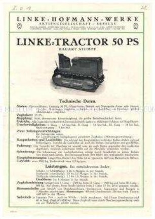 Linke-Traktor 50 PS Bauart Stumpf