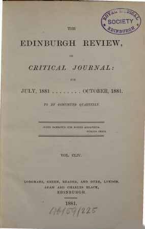The Edinburgh review, or critical journal. 154. 1881