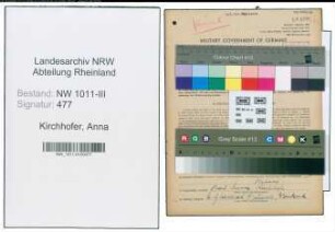 Entnazifizierung Anna Kirchhofer , geb. 05.08.1896 ()