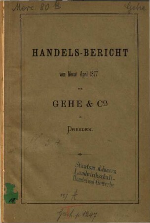 Handelsbericht. 1877, Apr.