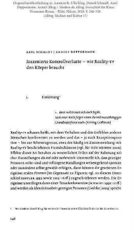 Inszenierte Kontrollverluste - wie Reality-TV den Körper braucht
