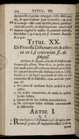 Titul. XX. De Processu Diffamationis & actione [...]