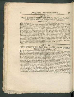 Litt. O. Copey Urtheils, so über Graf Otten von Rittberg am Heßischen Mann-Gericht ergangen 1546.