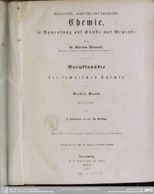 1: Theoretische, praktische und analytische Chemie, in Anwendung auf Künste und Gewerbe