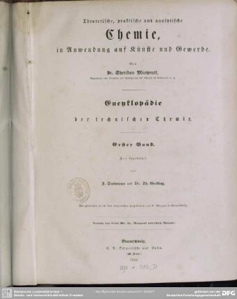 1: Theoretische, praktische und analytische Chemie, in Anwendung auf Künste und Gewerbe