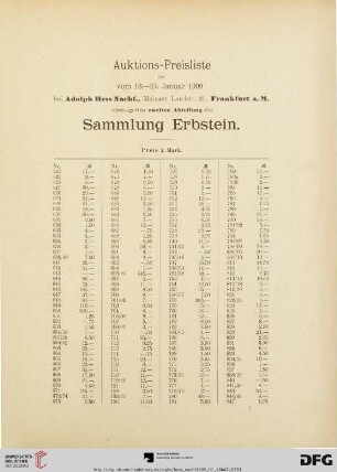 Auktions-Preisliste