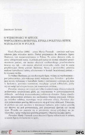 17: O widmowości w sztuce : współczesna estetyka, etyka i polityka sztuk wizualnych w Polsce