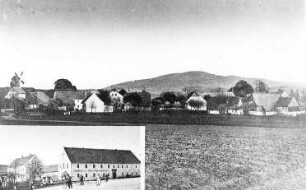 Obercunnersdorf-Kottmarsdorf. Ortsansicht mit Windmühle, Ansichtskarte, Repro