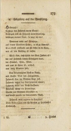2. Lobgesang auf die Vorsehung.