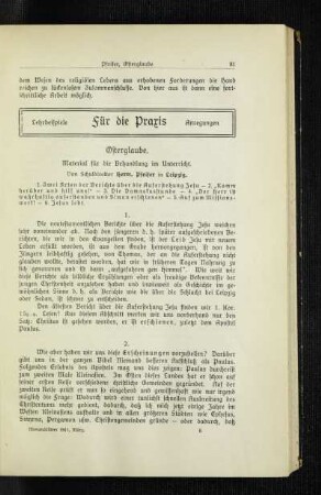 Osterglaube : Material für die Behandlung im Unterricht