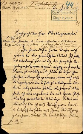 5-10-22-4.0000: Viehoff, Hugo, Geheimrat; diverse Schreiben ff.: Eine nicht näher bezeichnete Angelegenheit das Schulwesen betreffend