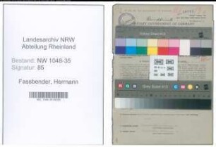 Entnazifizierung Hermann Fassbender , geb. 08.04.1906 (Pianist)