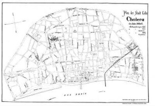 Plan der Stadt Köln Cholera der Jahre 1866 & 67.