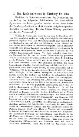 1. Das Realschulwesen in Hamburg bis 1868.