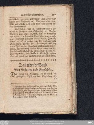 Das zehende Buch. Von Kräutern und Gewächsen.