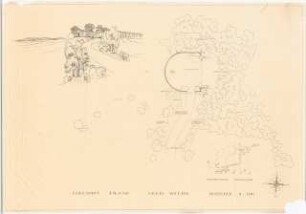 Ehrenmal Eiland, Welun: Lageplan 1:5000, Lageplan mit Gartenplan, perspektivische Ansicht 1:200