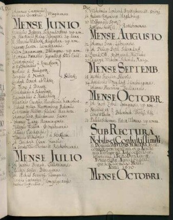 Winterhalbjahr 1629/1630. Rektorat David Magirus