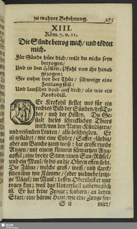 XIII. Röm. 7. v. 11. Die Sünde betrog mich, und tödtet mich
