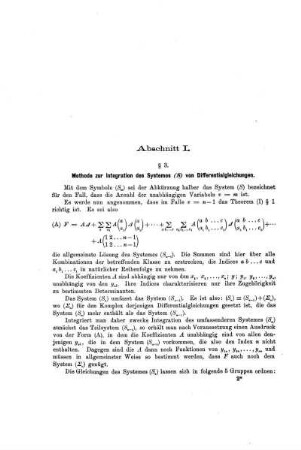 § 3. Methode zur Integration des Systemes (s) von Differentialgleichungen.