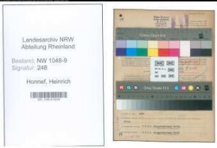 Entnazifizierung Heinrich Honnef , geb. 10.04.1873 (Klempner)