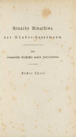 Titelseite des ersten Theils