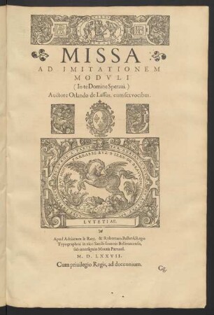Missa ad imitationem moduli: In te Domine Speravi [...] cum sex vocibus