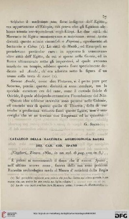 6: Catalogo della raccolta archeologica sarda del can. Gio. Spano