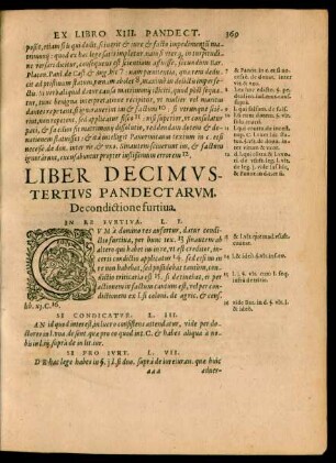 Liber Decimustertius Pandectarum.