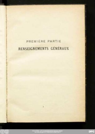 Première Partie Renseignements Généraux