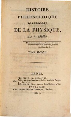 Histoire philosophique des progrès de la physique, 2