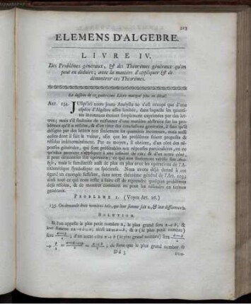 Livre IV. Problèmes généraux.
