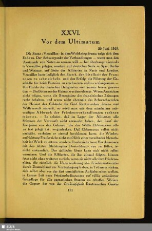 XXVI. Vor dem Ultimatum