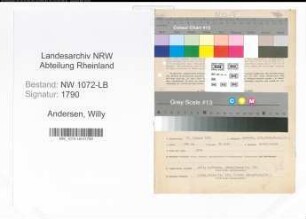 Entnazifizierung Willy Andersen , geb. 17.01.1903 (Kontrolleur)