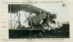 Foto des abgeschossenen Flugzeuges M.F. 750 von Flugzeugführer Lieutenant Devin