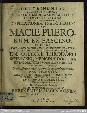 Disputationem inauguralem de macie puerorum ex fascino